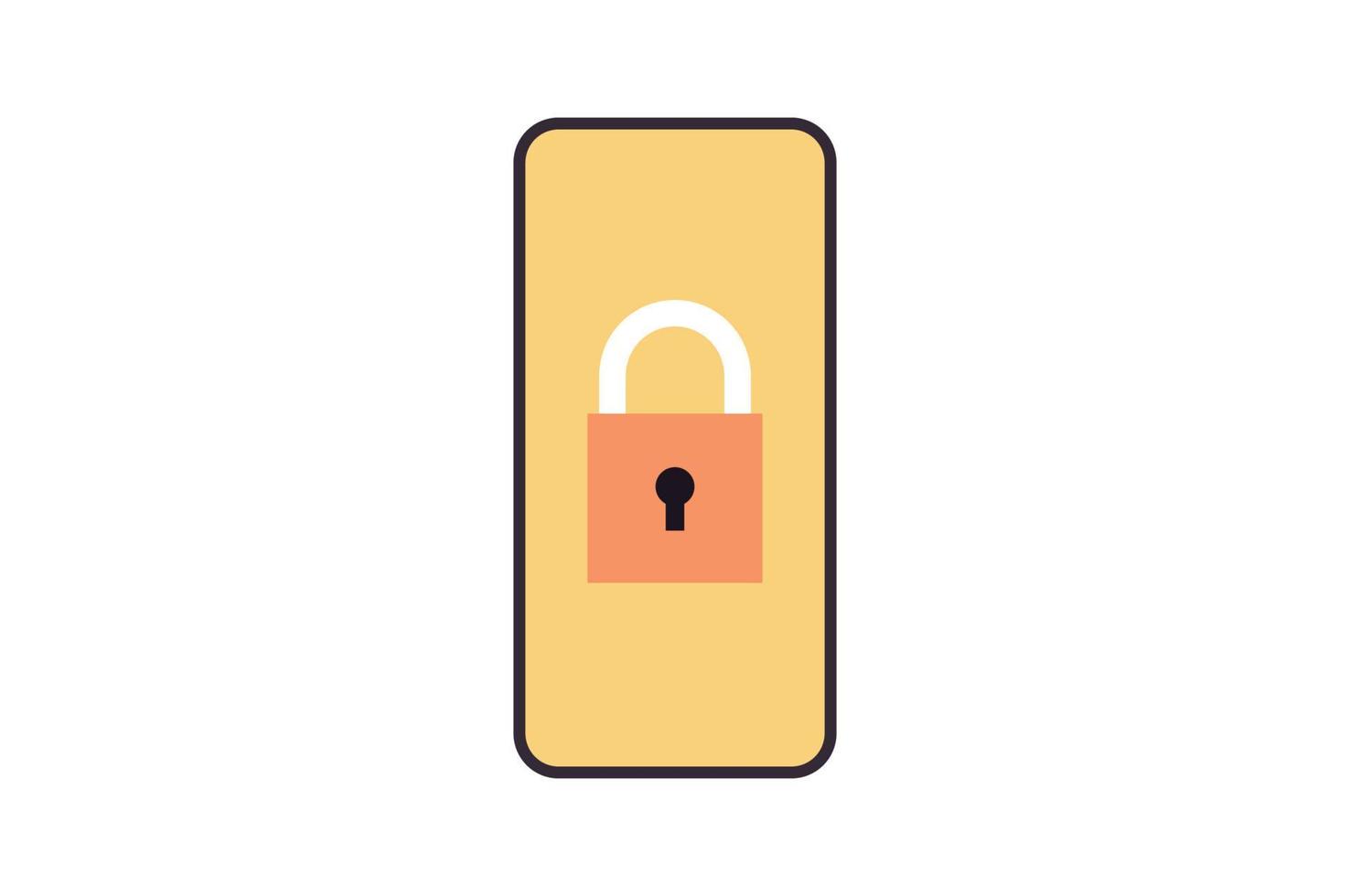 Locked smartphone screen and padlock mobile account concept flat vector illustration.