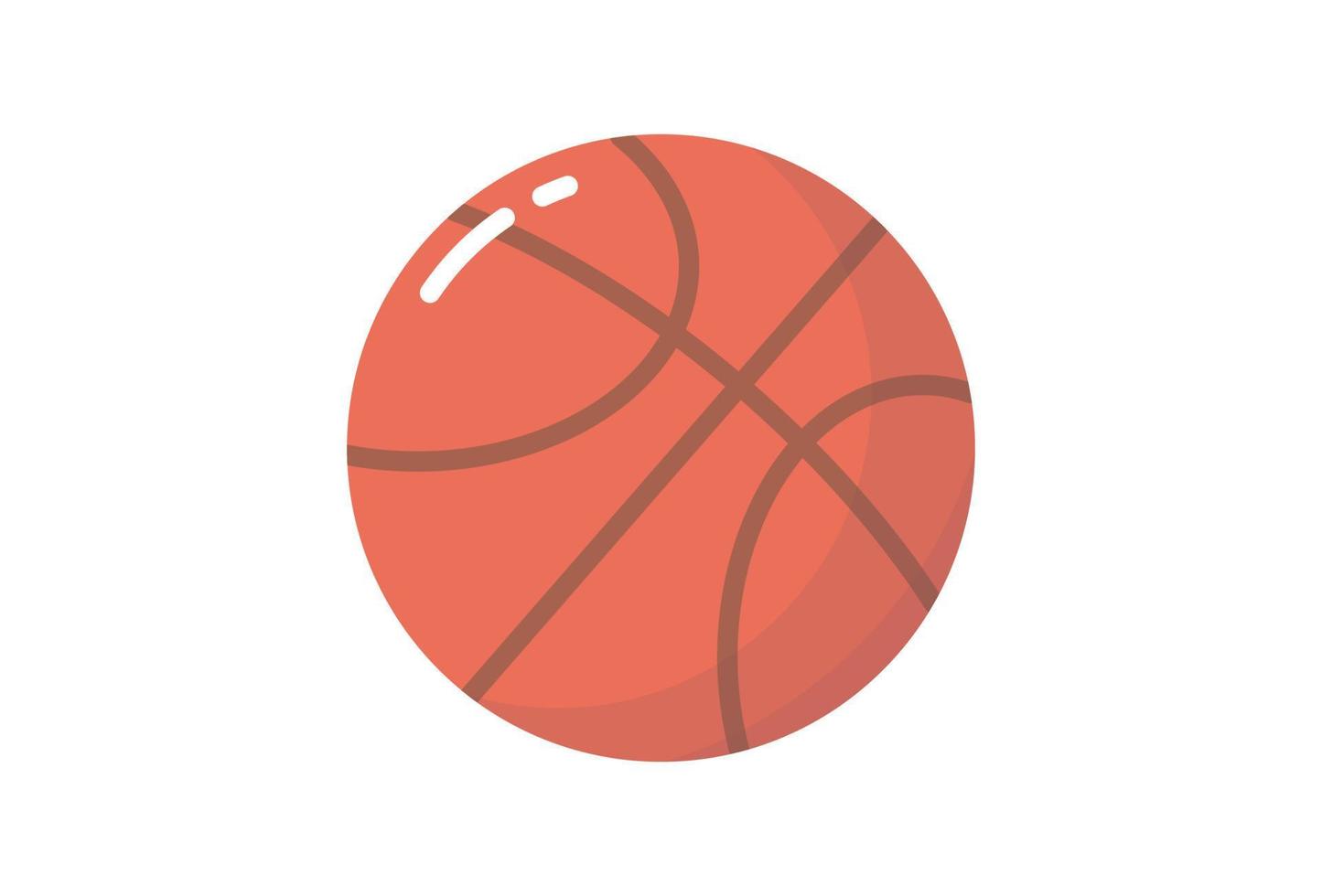 Basketball ball symbol and round orange sports equipment professional game flat vector illustration.