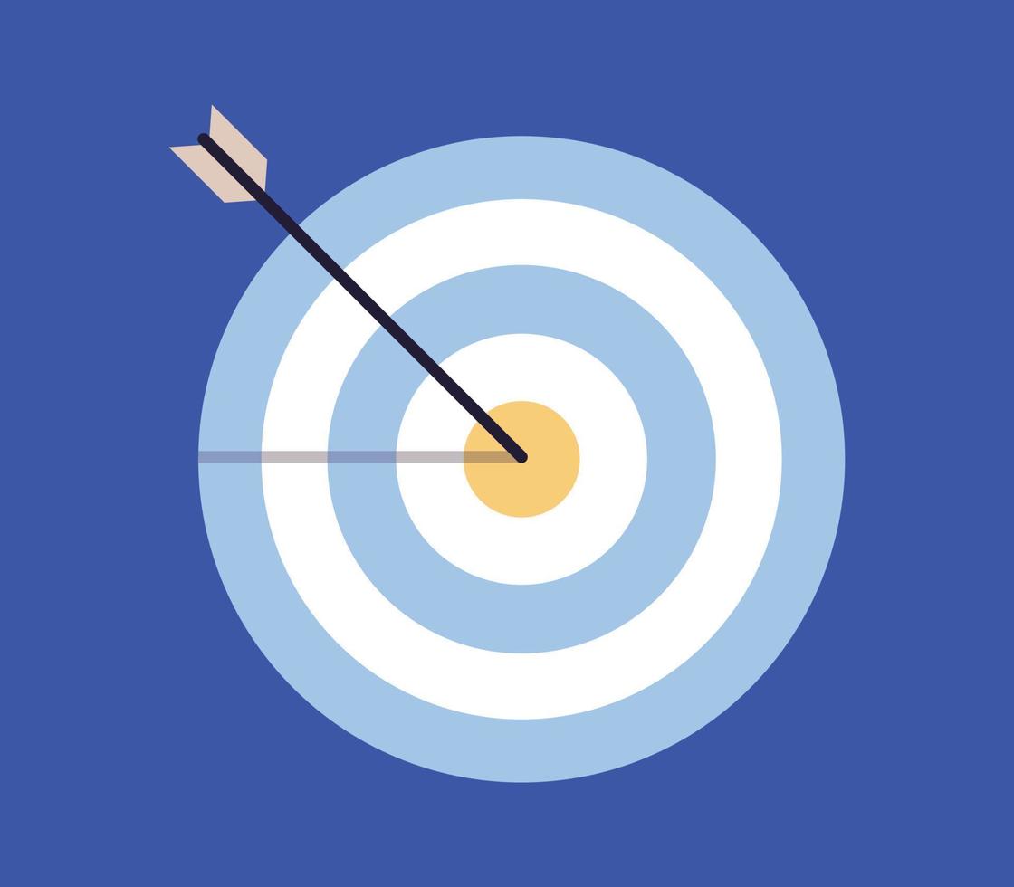 Dartboard arrow and business teamwork success achievement concept flat vector illustration.
