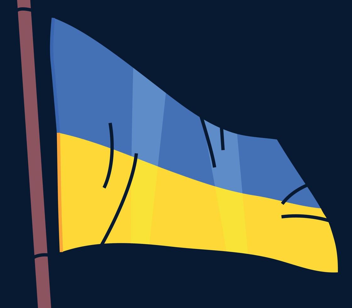 Ukrainian flag and pray for ukraine flat vector illustration.