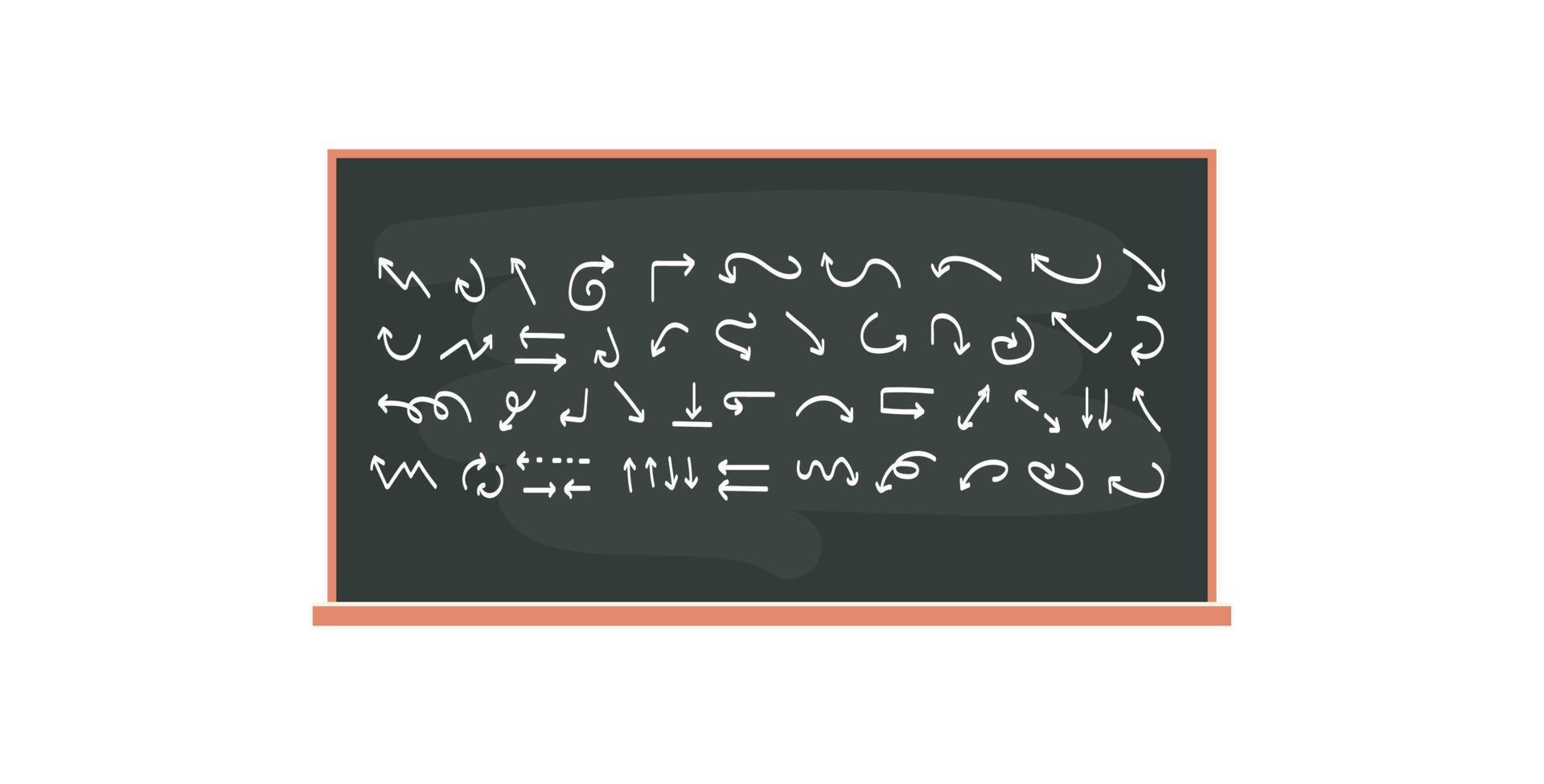 Hand drawn arrows concept and simple arrows on chalkboard flat vector illustration