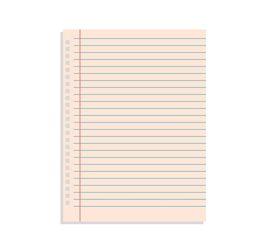 Blank sheet paper and white lined paper on white background flat vector illustration.