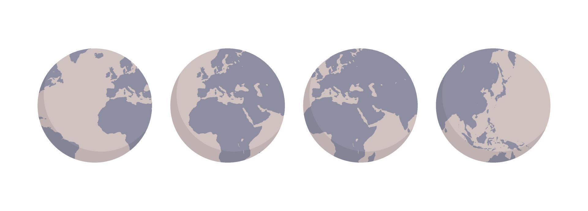 Earth and planet flat vector illustration.