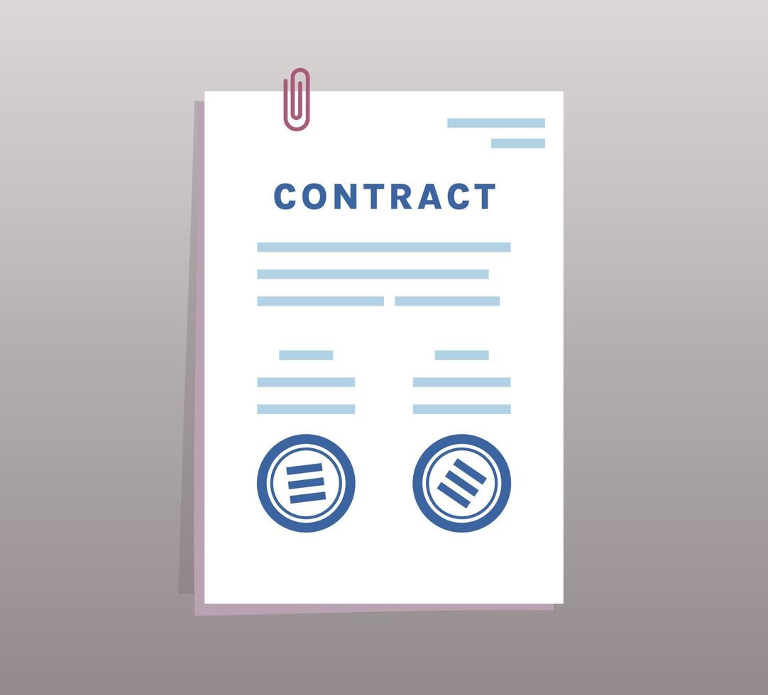 Paper documents business and sign up contract signature agreement flat vector illustration.