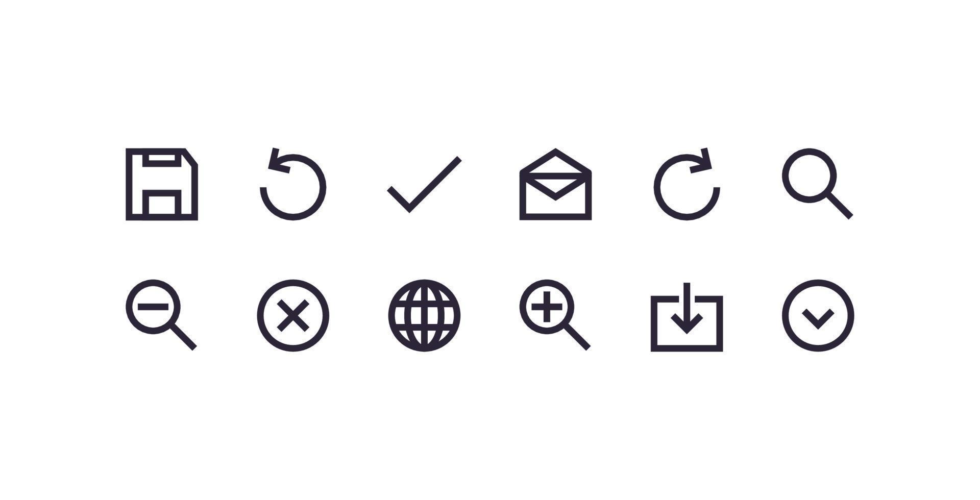 Mobile user interface navigation and simple app icons flat vector illustration.