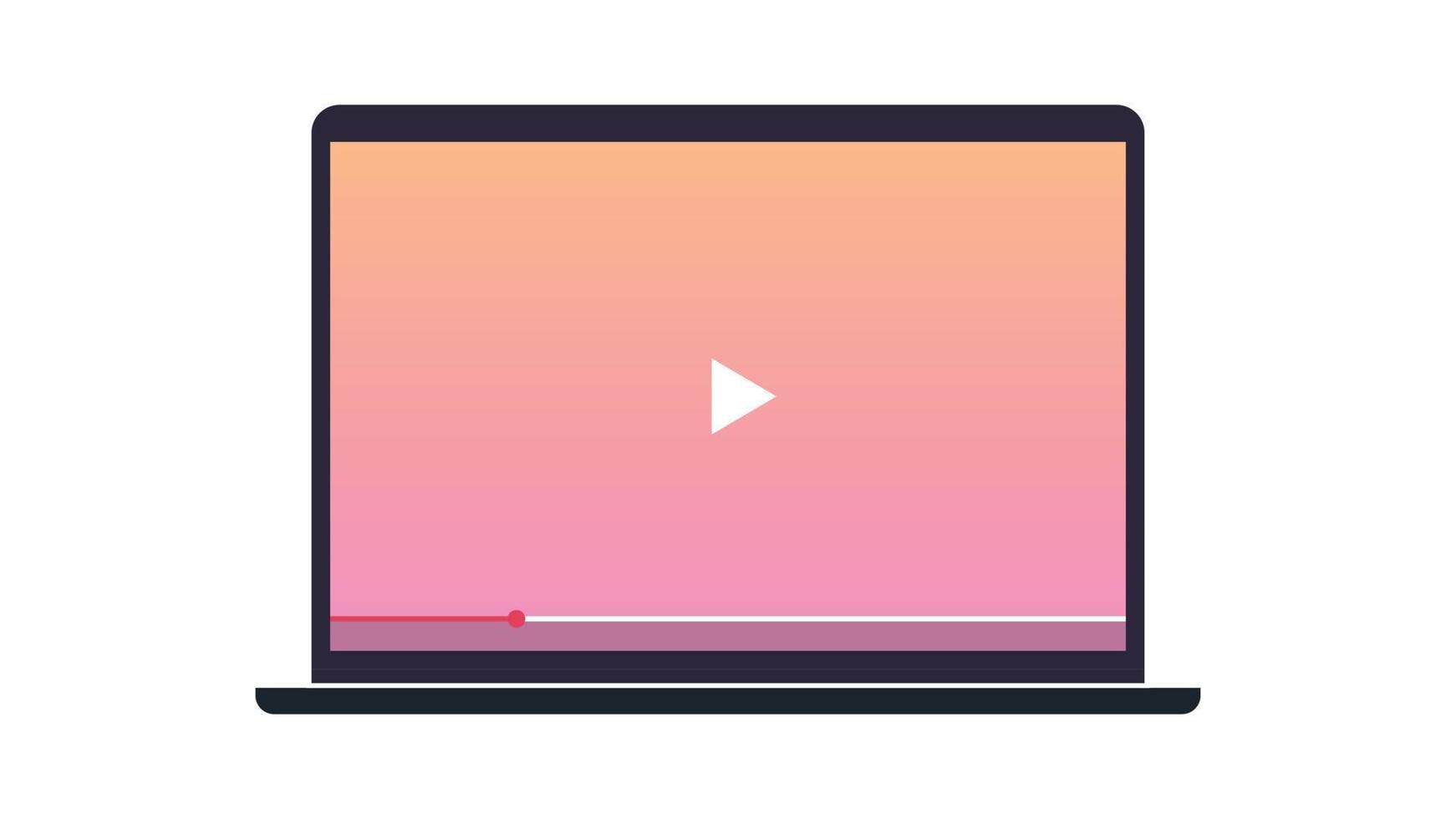 Responsive design play button and video interface on smart devices flat vector illustration.