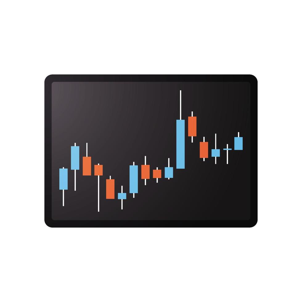 Analyzing and stock market trading graph candlestick chart flat vector illustration.