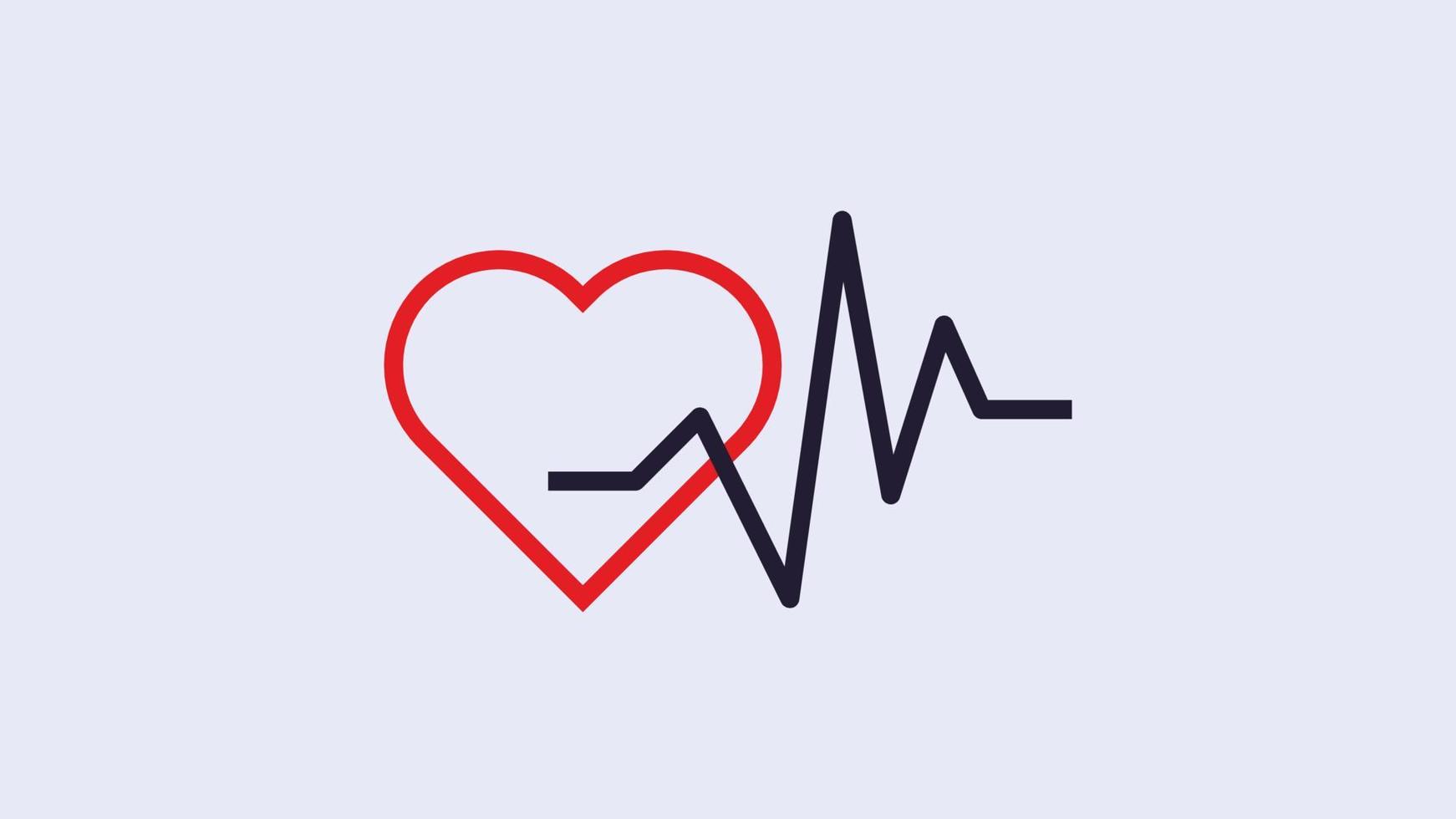 Heartbeat display on monitor and heart rhythm flat vector illustration.