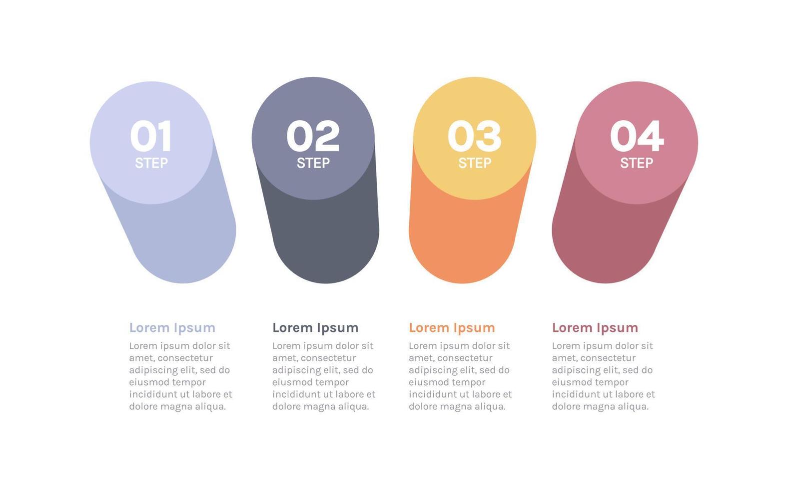 Four steps label design infographic and presentation, banner, workflow, layout, process diagram, flowchart flat vector illustration.