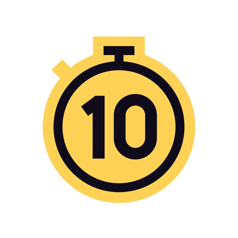 Countdown timer and stopwatch yellow symbol flat vector illustration.