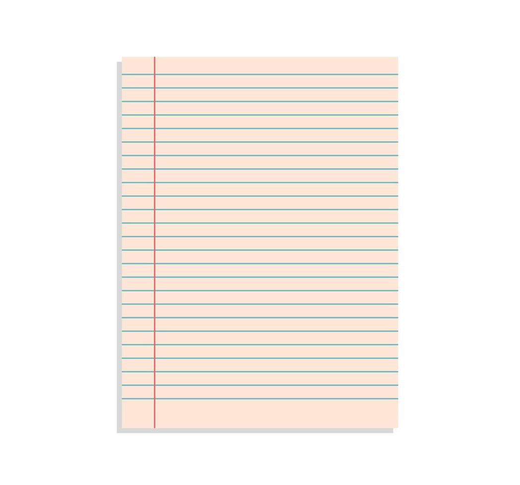 Blank sheet paper and white lined paper on white background flat vector illustration.