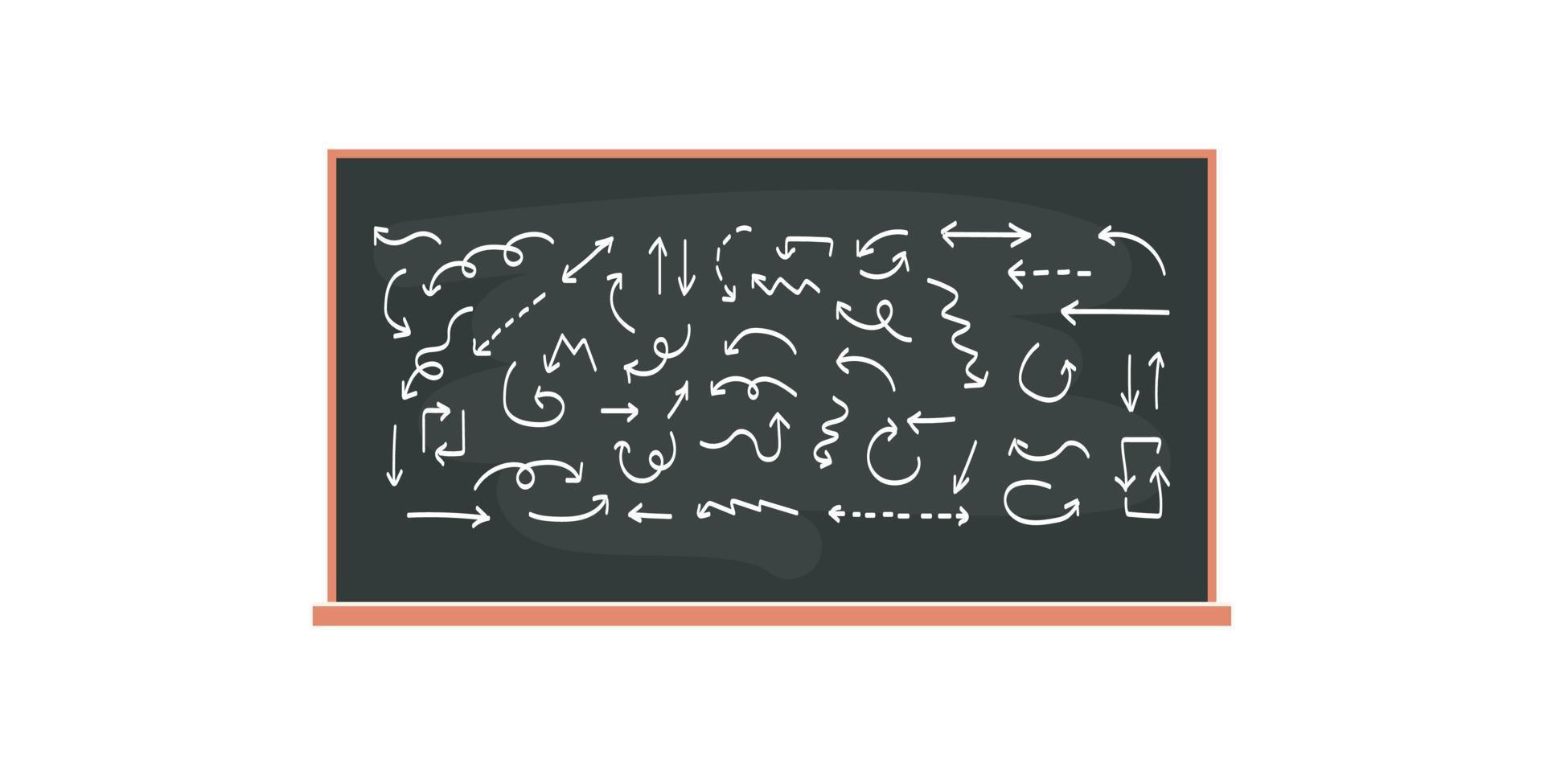 Hand drawn arrows concept and simple arrows on chalkboard flat vector illustration.