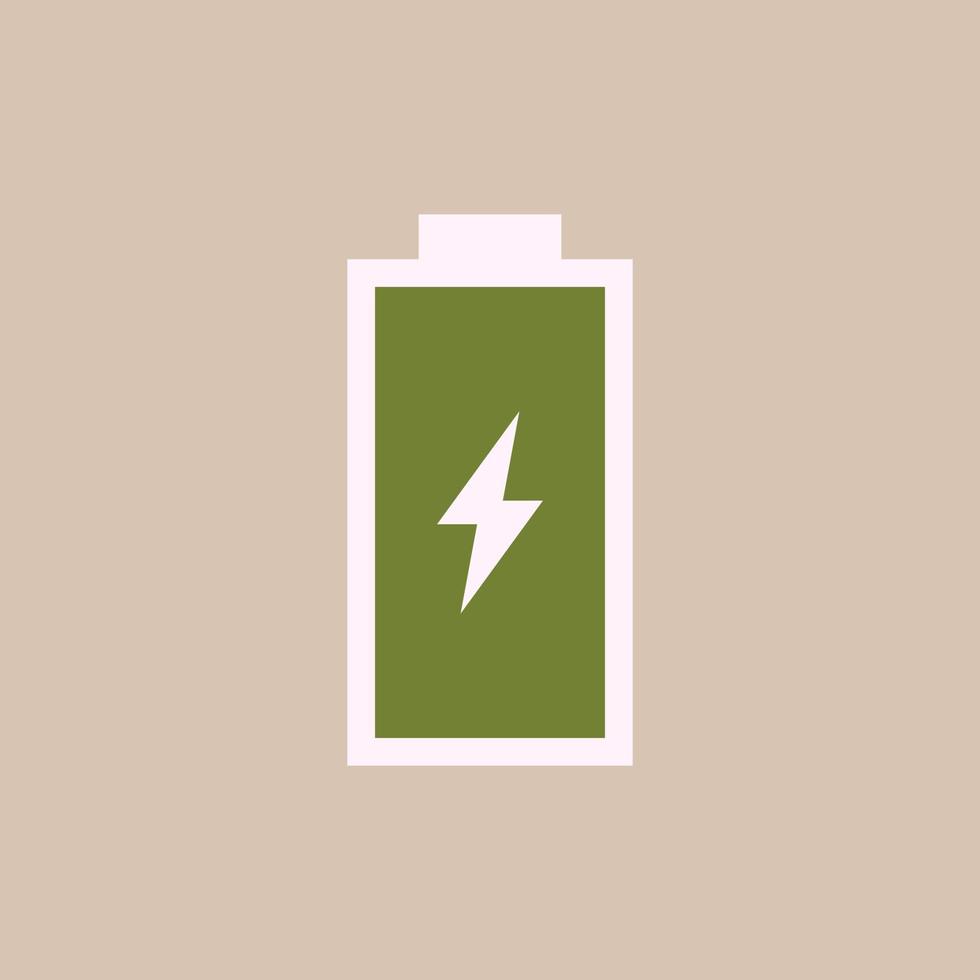 Battery charge indicator and phone charge power battery flat vector illustration.