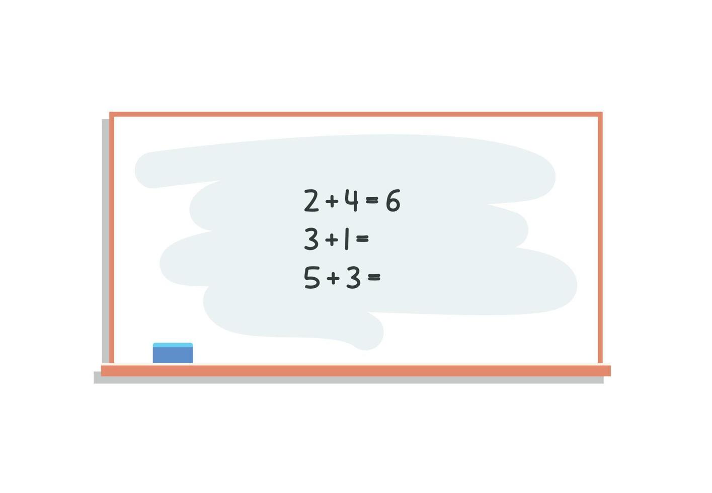 estudio de números y ejercicios matemáticos que calculan en la pizarra en la ilustración de vector plano de lección.