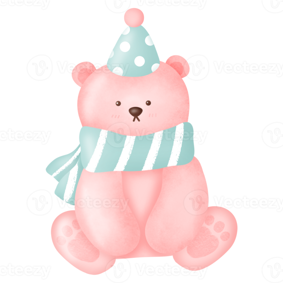 Cute pink bear . png