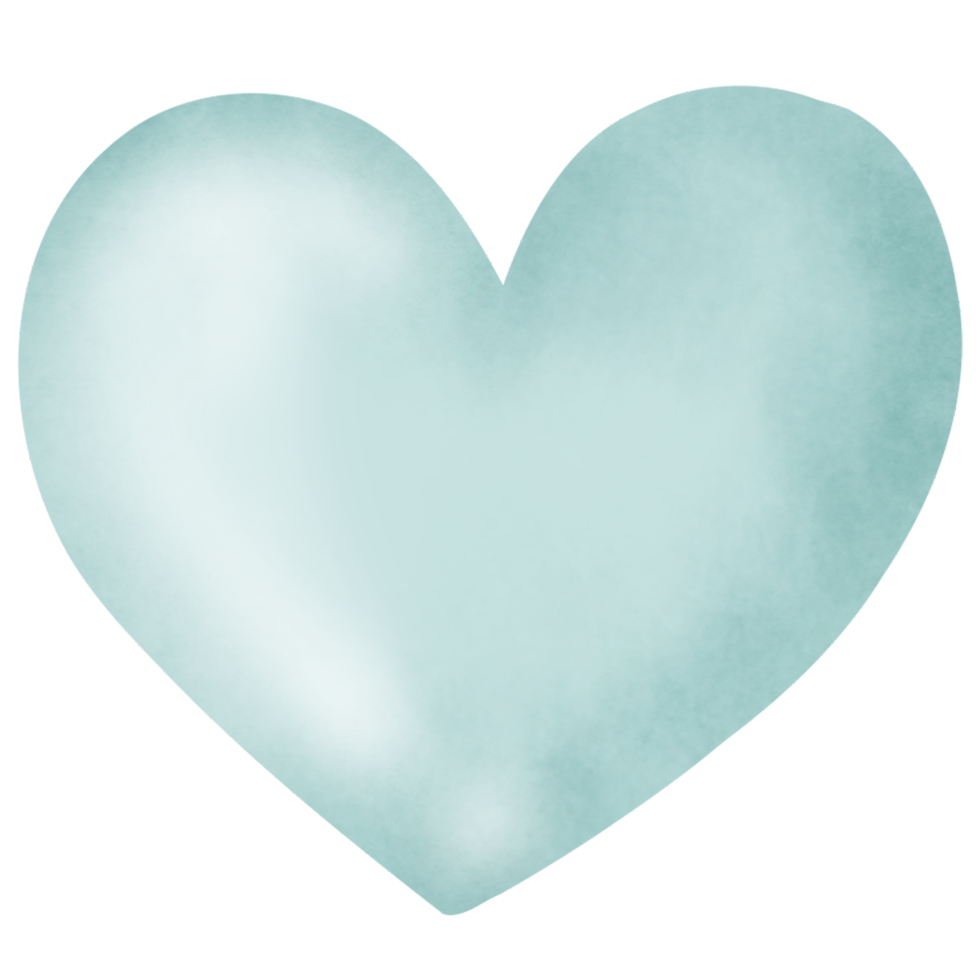 Watercolor cute blue  heart png