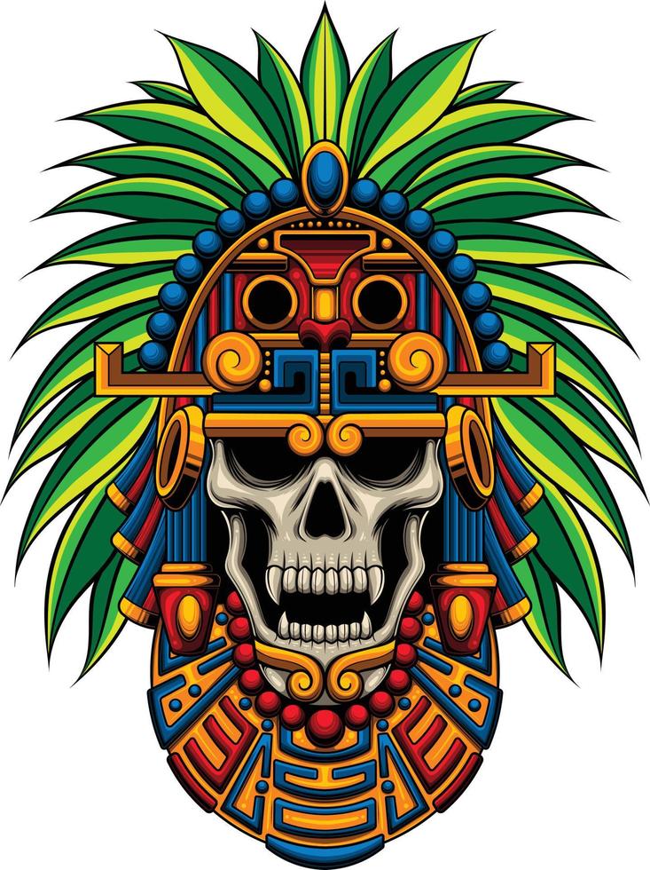 ilustración de guerrero azteca con vector de stock de calidad premium