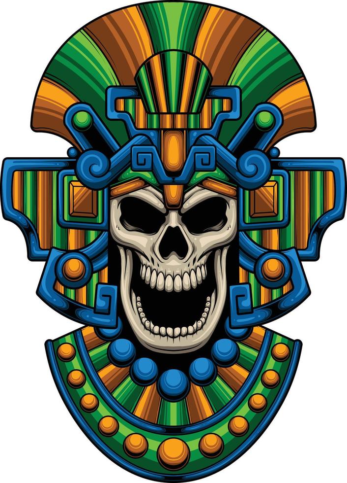 ilustración de guerrero azteca con vector de stock de calidad premium