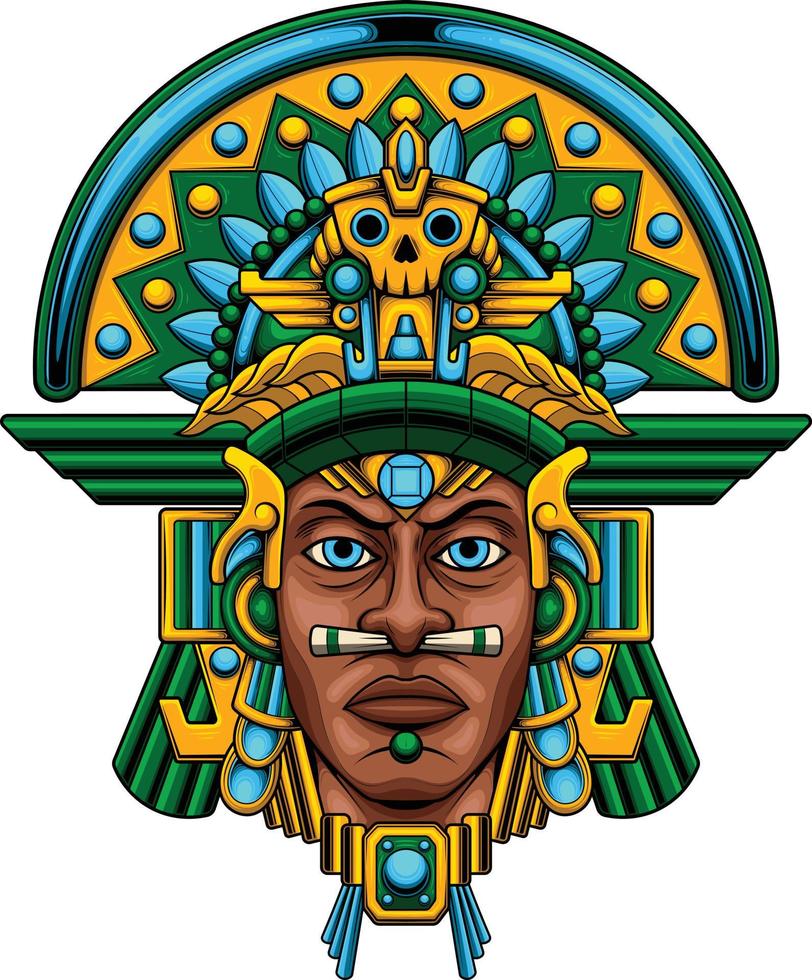 Aztec warrior illustration with premium quality stock vector