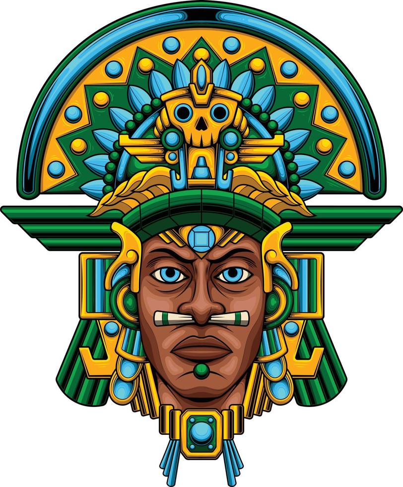 Aztec warrior illustration with premium quality stock vector