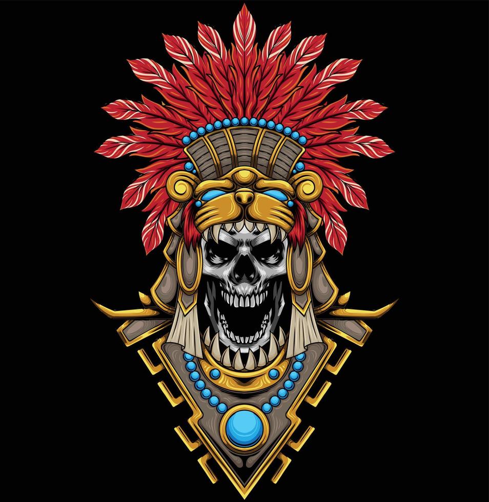 Aztec warrior illustration with premium quality stock vector