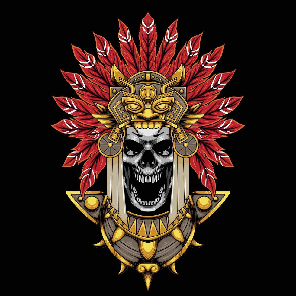 Aztec warrior illustration with premium quality stock vector
