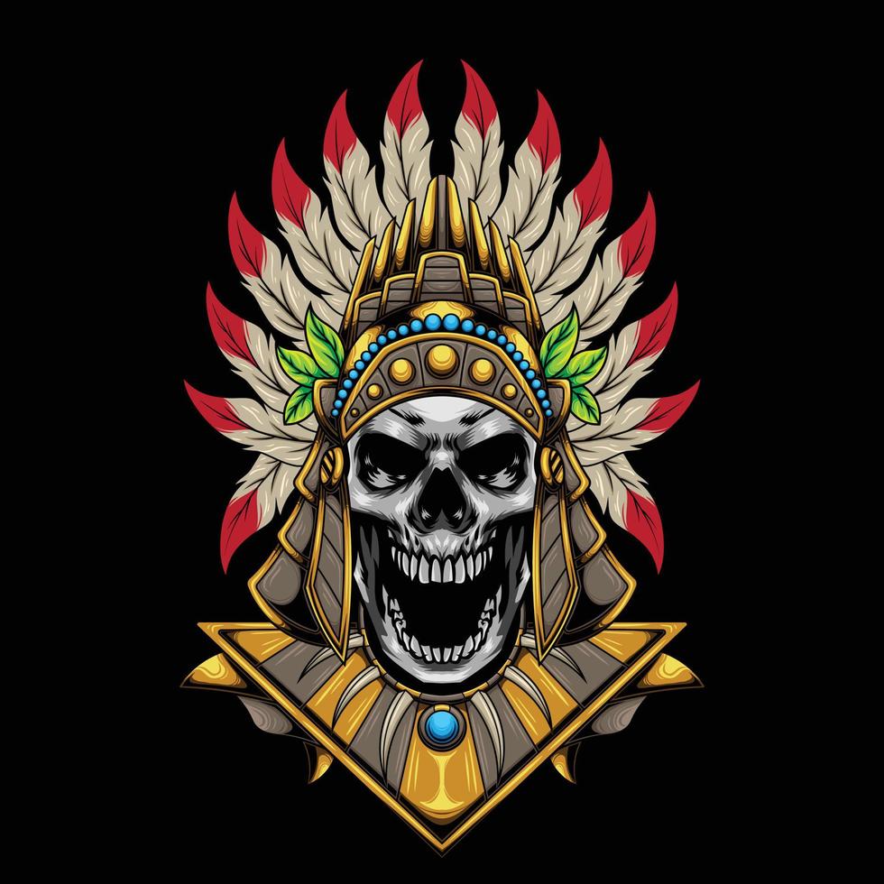Aztec warrior illustration with premium quality stock vector