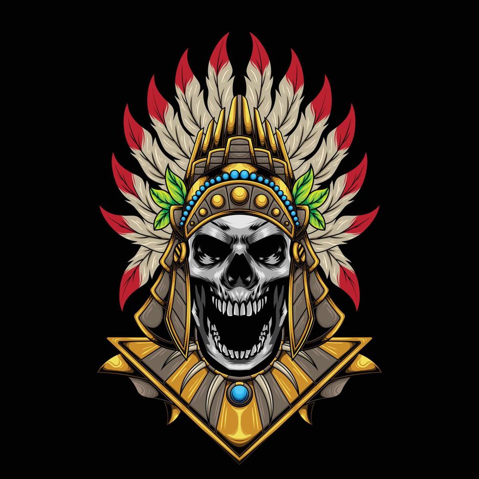 ilustración de guerrero azteca con vector de stock de calidad premium