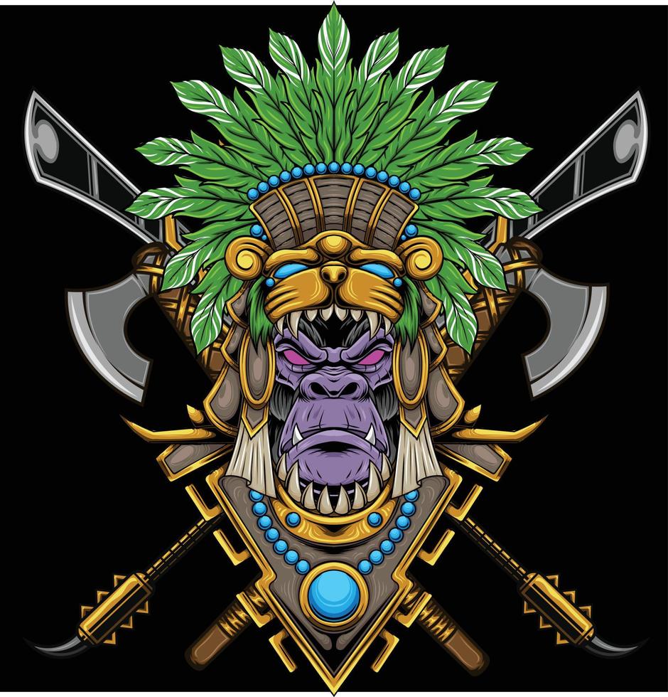 Aztec warrior illustration with premium quality stock vector