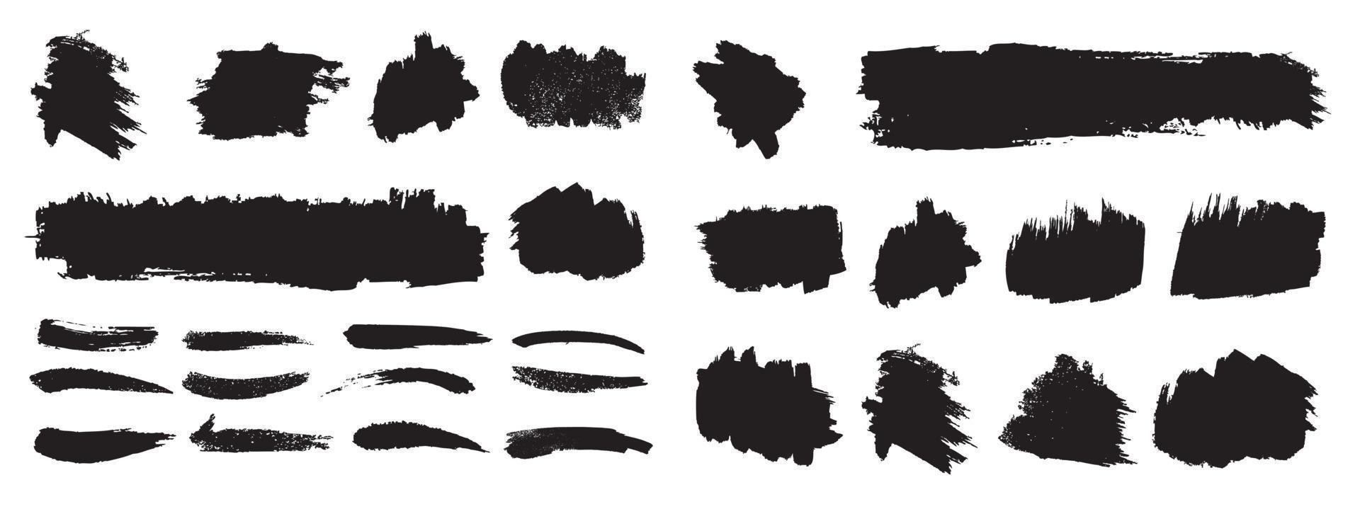Set of black paint, ink brush strokes vector