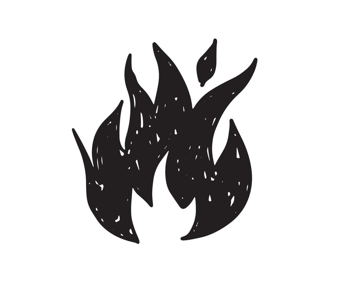 Bonfire set, hand drawn illustration, flame, burning. vector