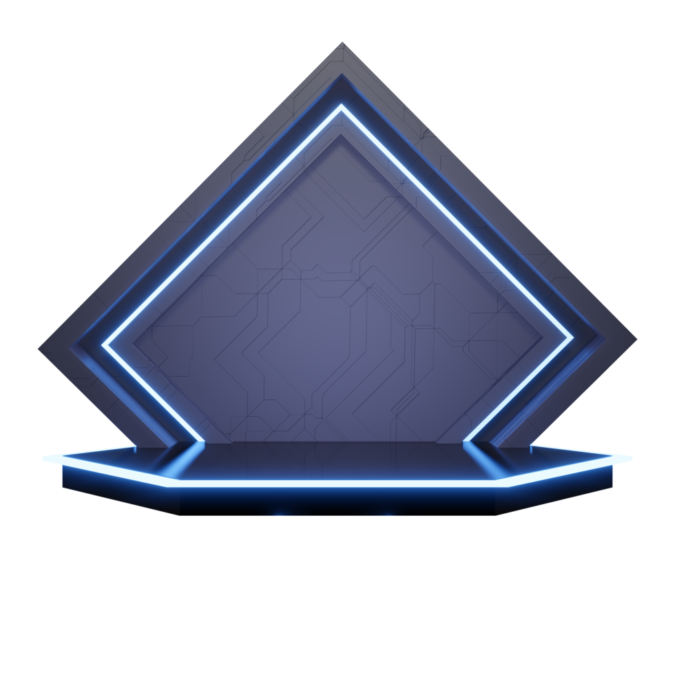 framtidens podium neon och laser stativ modern abstrakt 3d illustration teknik png