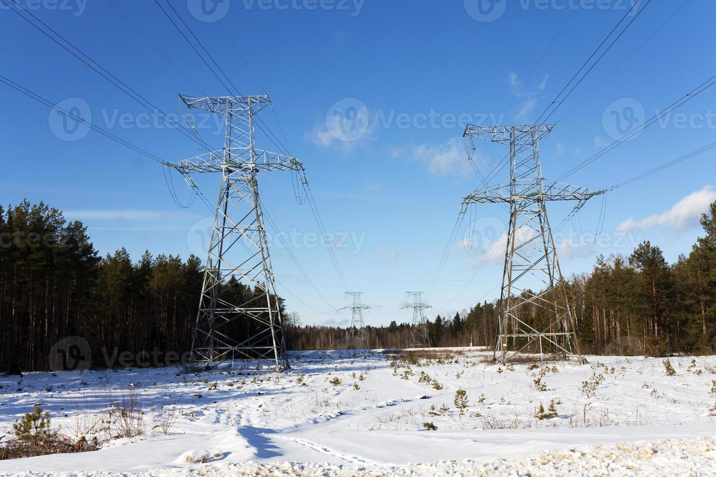 power lines in winter photo