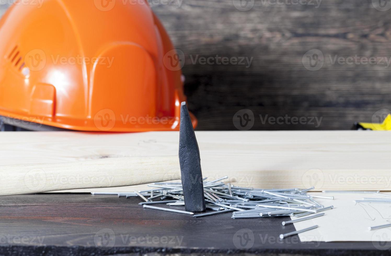 construction tools hammer helmet photo