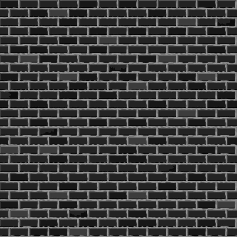 Simple flat black block brick wall pattern texture background. Gray seamless vector backdrop illustration for continuous replicate.