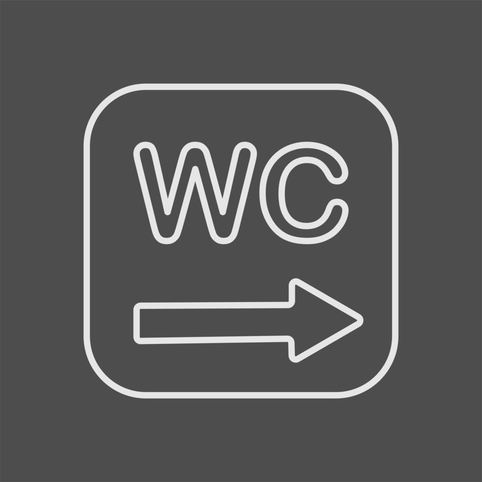 The toilet navigation icon is labeled with an arrow. Wayfinding wc element. Vector illustration