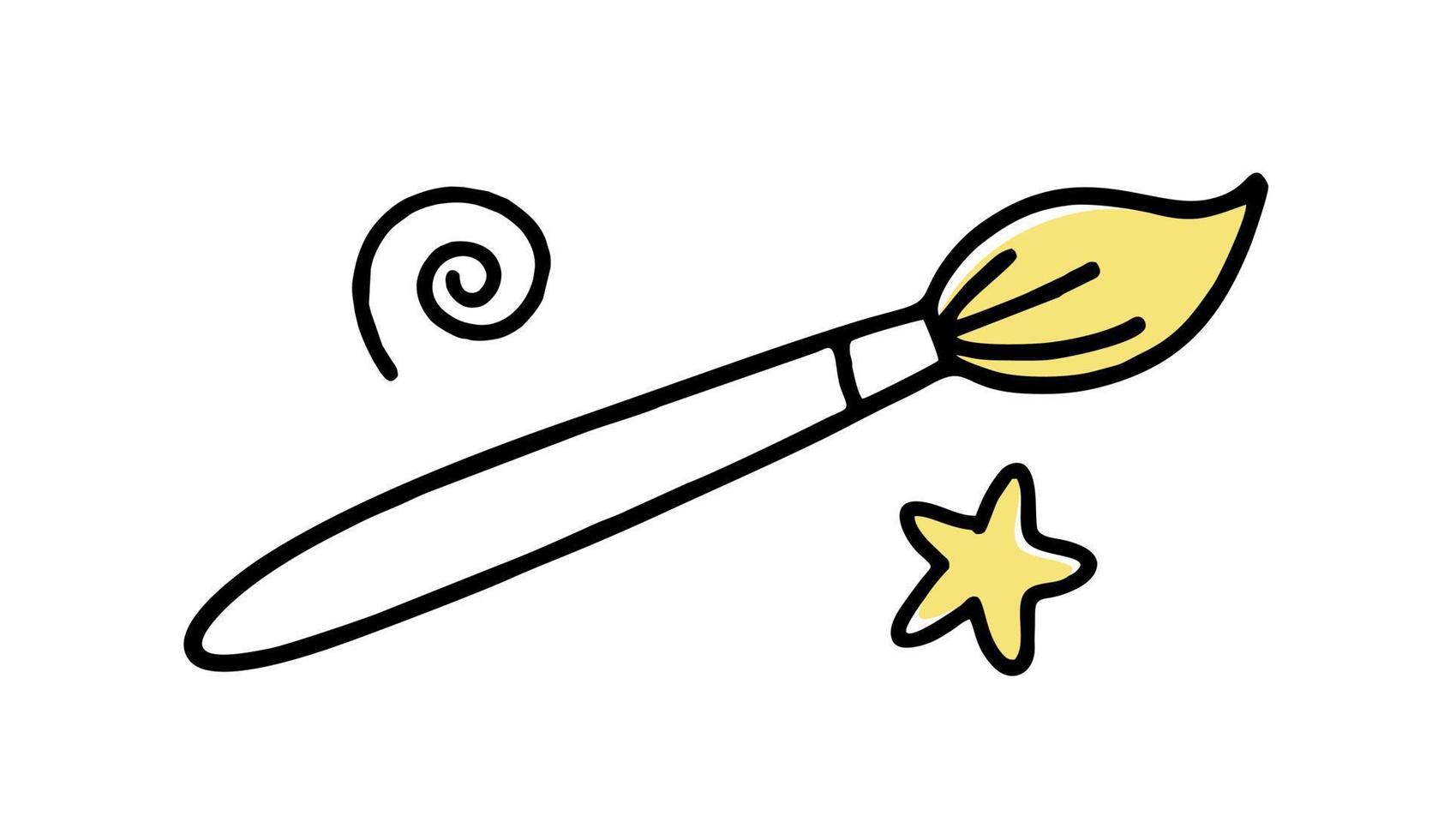 The brush of the artist clipart doodle. Vector illustration in line
