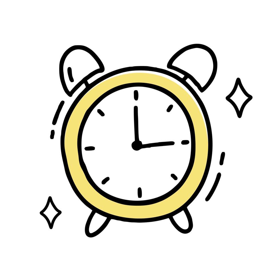 Alarm clock clipart doodle. Vector illustration in line style.