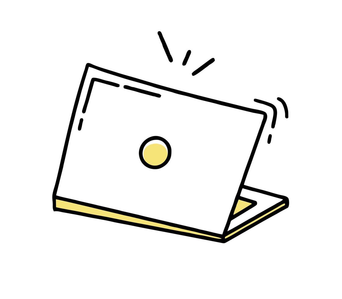 Laptop clipart doodle. Vector illustration in line style.