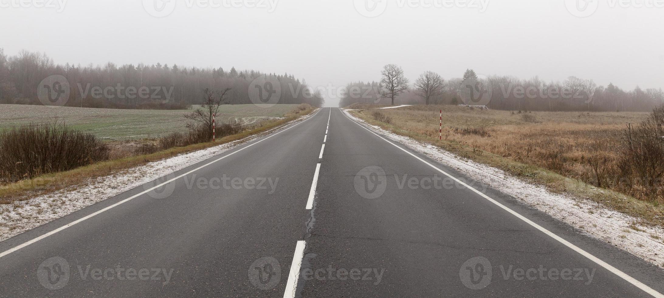 Winter road, field photo