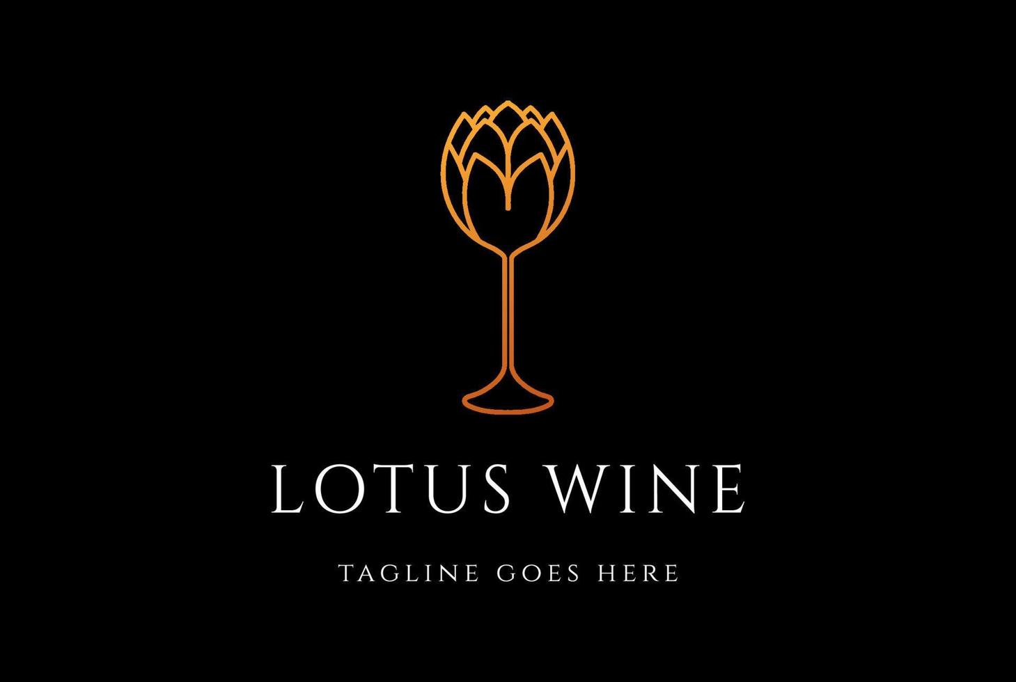 copa de vid de vino con forma de flor de loto de lujo elegante para vector de diseño de logotipo de bar