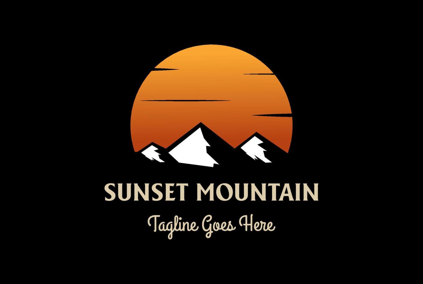 puesta de sol amanecer hielo montaña colina para aventura al aire libre diseño de logotipo vector