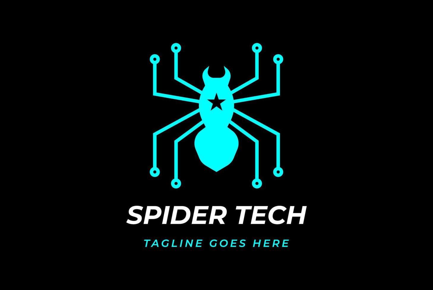 Geometric Black Minimalist Spider with Electronic Circuit for Tech Technology Logo Design Vector