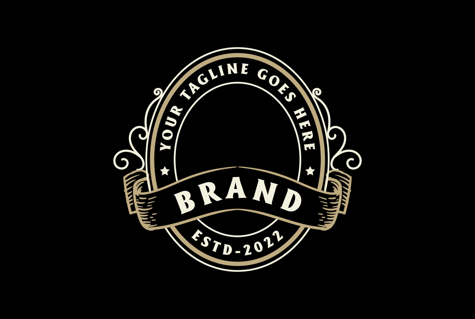 Vintage Blank Round Badge Emblem Stamp Label Logo Design Vector 9657880