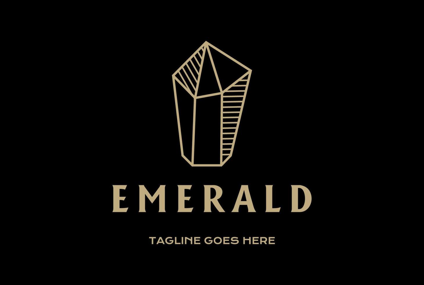 vector de diseño de logotipo de piedra de gema de cristal de oro de diamante esmeralda geométrico de lujo