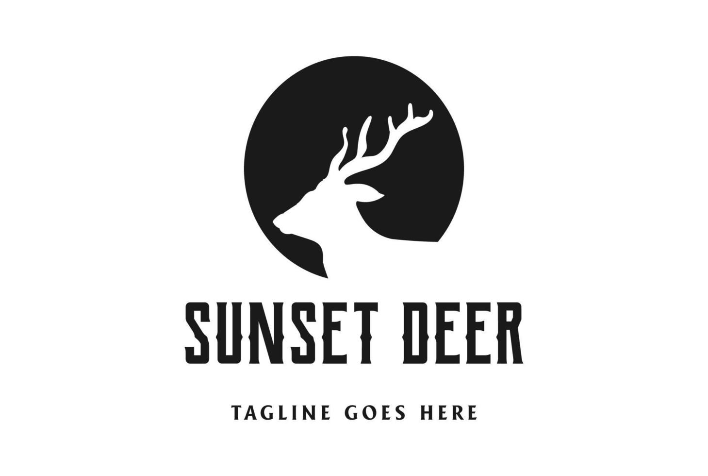 Circular African Deer Elk Moose Antler Antelope Impala Stag Head Logo Design Vector