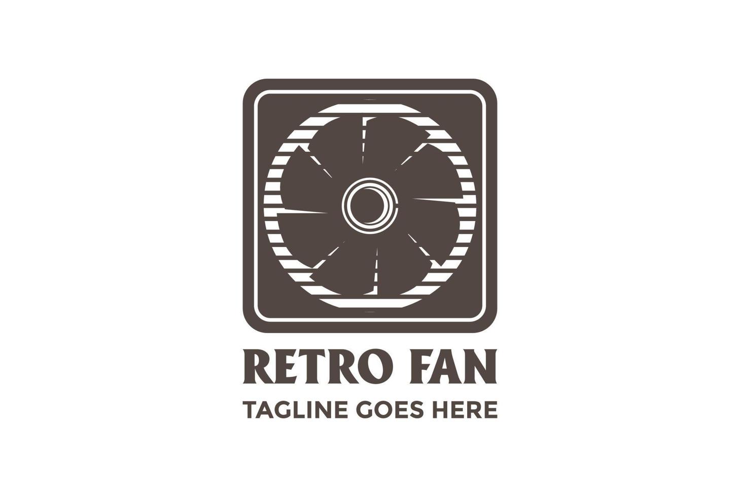 Retro Vintage Square Electric Fan for Repair Service Logo Design Vector