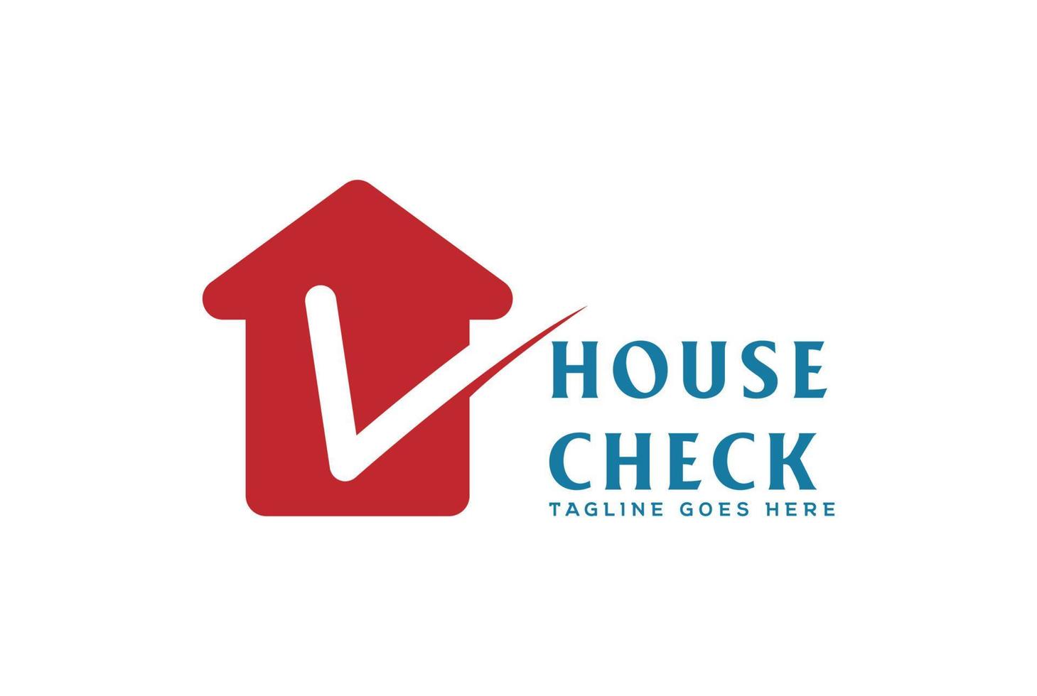 Simple Minimalist Modern Red House with Check Fix OK Symbol for Real Estate Property Logo Design vector