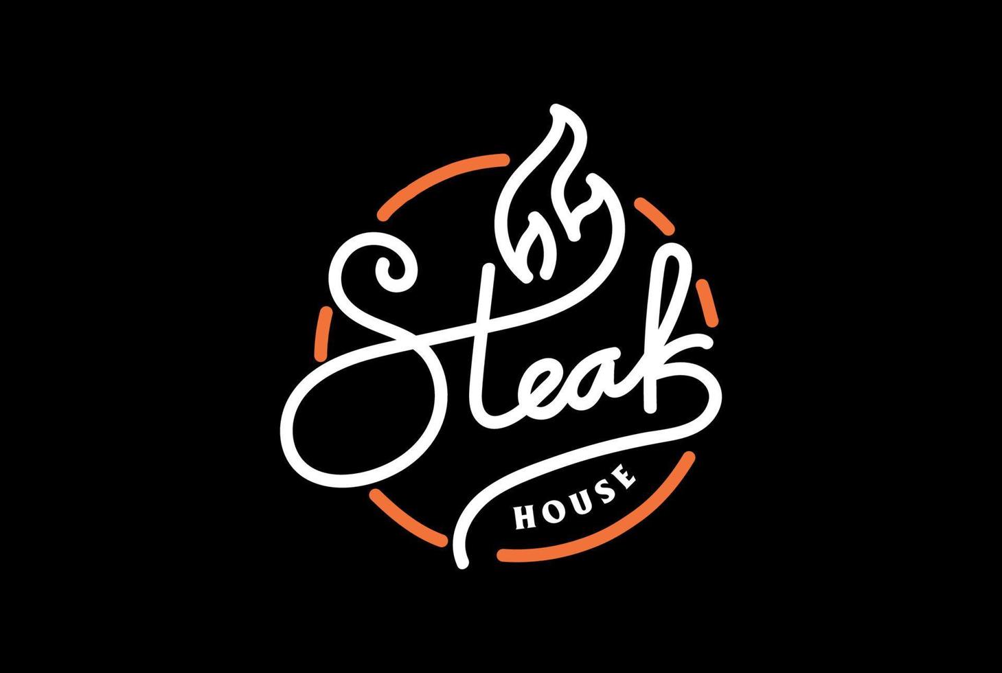 Steak House Type Text Word Lettering Font for BBQ Grill Restaurant Logo Design vector