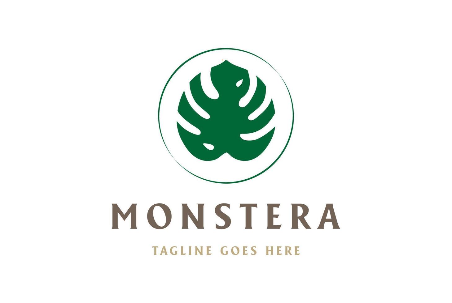 Simple Minimalist Tropical Green Monstera Leaf for Beauty Health or Hotel Vacation Logo Design vector